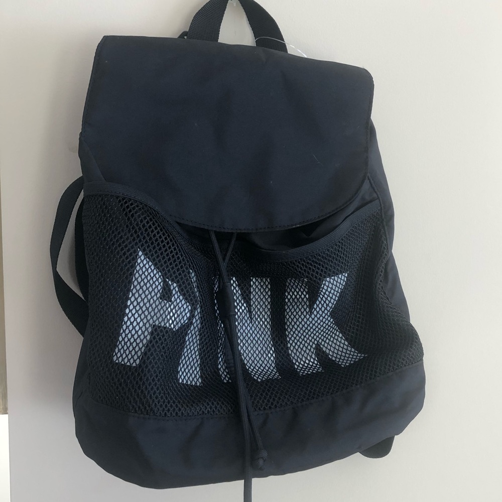 PINK VS Black Drawstring Backpack Bag